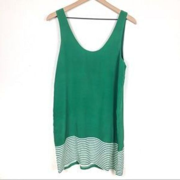 Joie Green Tank Dress Trudy Mini Stripe Silk - Picture 6 of 6